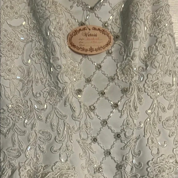 Elegant White Wedding Dress Size 12W, 006 - Picture 3 of 10